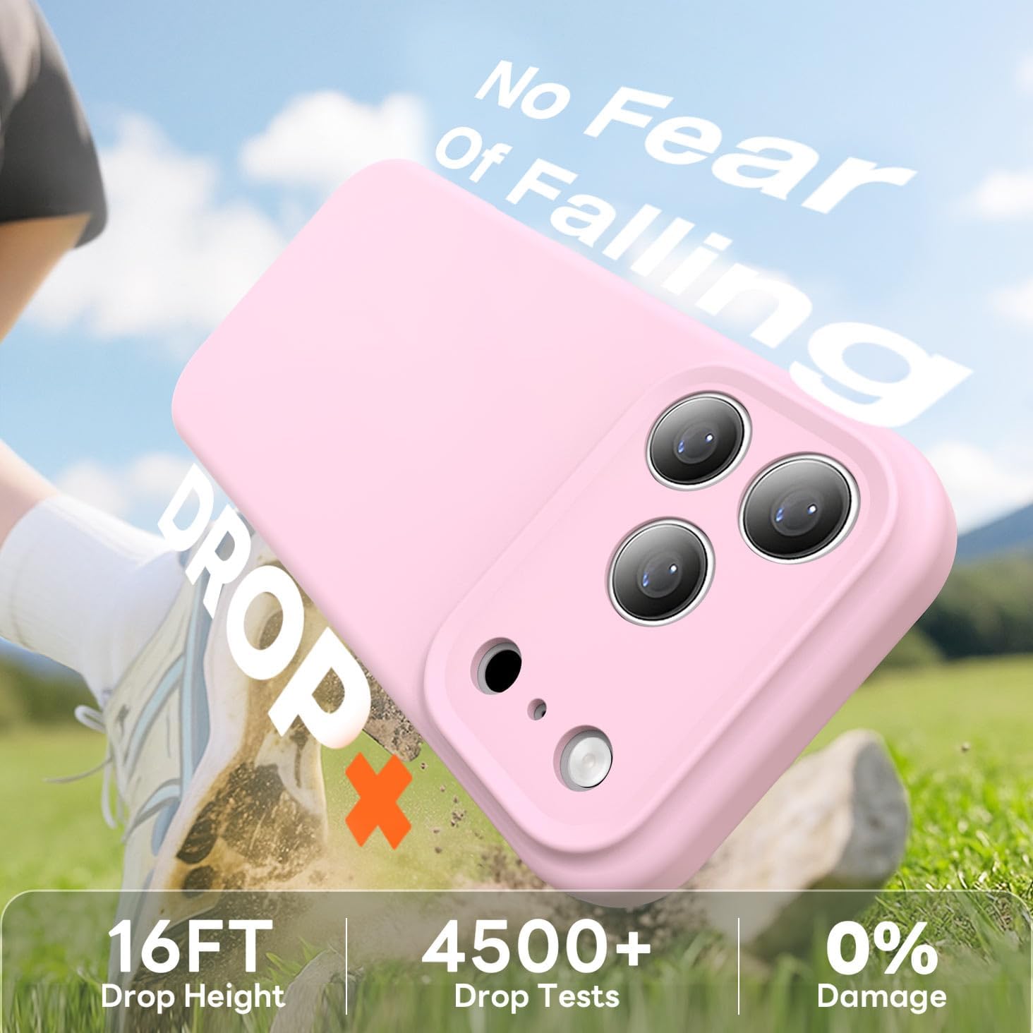 Vooii Magnetic for iPhone 17 Pro Max Case, Compatible with Magsafe (Premium Liquid Silicone) (Integrated Camera Control Button) Full Body Protective Anti-Scratch Microfiber Lining 6.9 inch, Chalk Pink